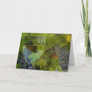 Wine Glass and Grapes Cheers Happy Birthday! Card