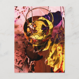 Wine glass and wine grape leaf photocollage postcard