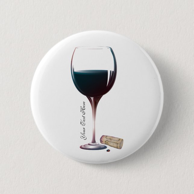 Wine Glass Art Personalized Logo 2 Inch Round Button (Front)