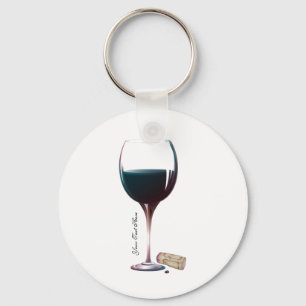 Wine Glass Art Personalized Logo Keychain