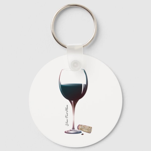 Wine Glass Art Personalized Logo Keychain (Front)
