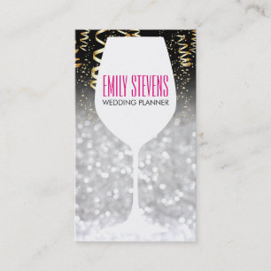 Wine Glass   Bokeh, Confetti Business Card