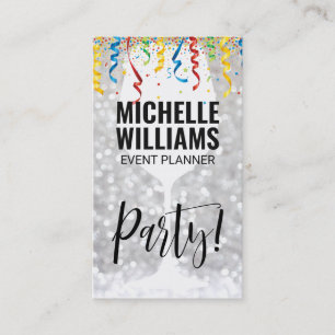 Wine Glass   Bokeh   Confetti Party Business Card