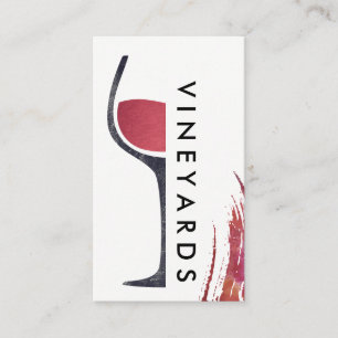 Wine Glass   Brush Stroke Modern Vineyard Business Card