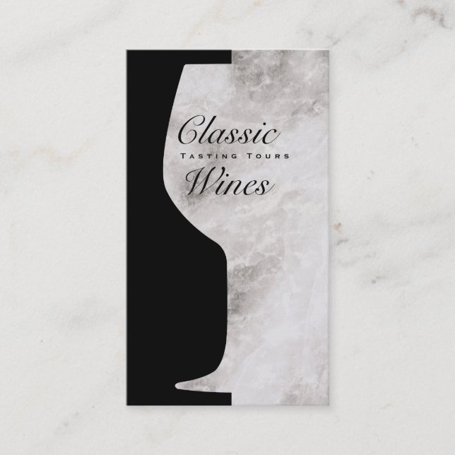 Wine Glass | Counter-space with Marble Background Business Card (Front)