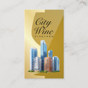 Wine Glass   Gold   Commercial Buildings Business Card