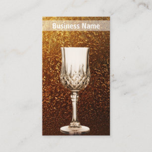 Wine Glass Golden Background Business Card