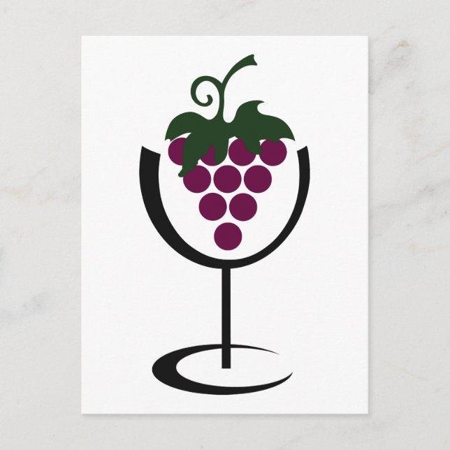 Wine Glass Grapes Postcard (Front)