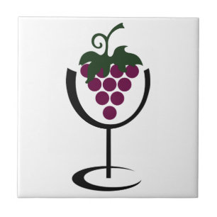 Wine Glass Grapes Tile