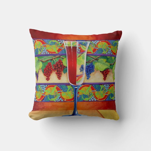 Wine Glass Half Full Throw Pillow (Front)