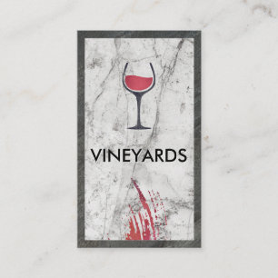 Wine Glass Logo White Marble Slate Trim Business Card