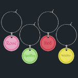 Wine Glass Marker Charms<br><div class="desc">A colourful set of 4 wine charms. And when 4 is not enough, we have additional colourful sets.</div>