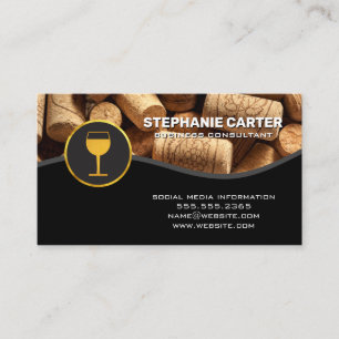 Wine Glass   Pile of Corks Business Card