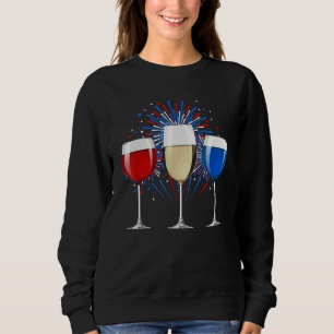 Wine Glass  Red White And Blue Firework Sweatshirt
