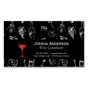Wine Glass Red   Wine Accessory Pattern Magnetic Business Card