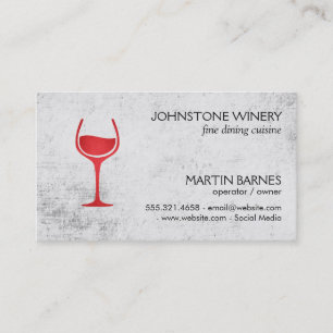 Wine Glass   Rustic (Red) Business Card
