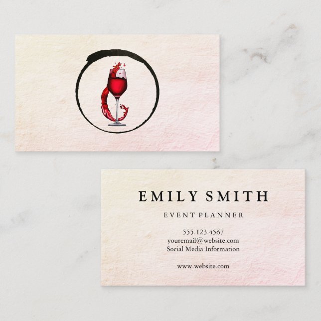Wine Glass Splash Icon Business Card (Front/Back)