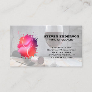 Wine Glass Splash Logo   Bottle and Red Wine Business Card