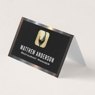 Wine Glass Splash Logo   Metal Border Business Card