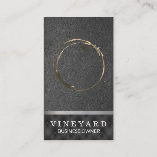 Wine Glass Stain   Black Padding Leather Backgroun Business Card