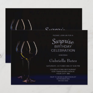Wine Glass Surprise Birthday Party Invitation