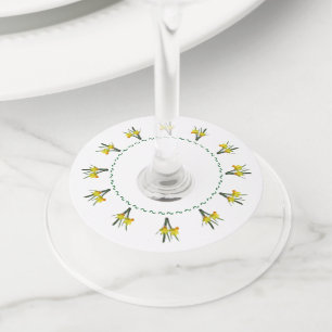 Wine Glass Tag - Daffodils and Calendula