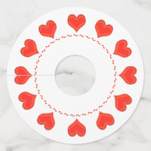 Wine Glass Tag - Red Hearts