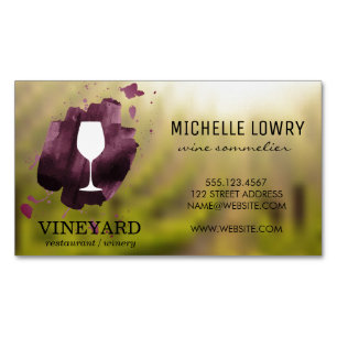 Wine Glass Vineyard Magnetic Business Card
