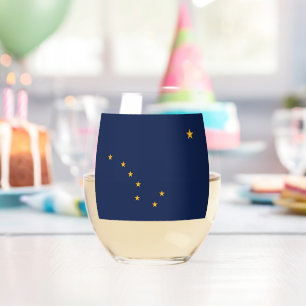 Wine Glass with flag of Alaska, USA