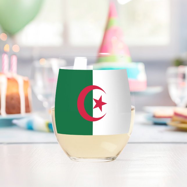 Wine Glass with flag of Algeria (Insitu (Birthday))