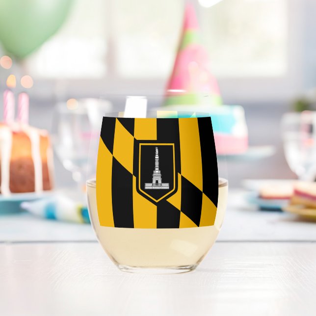 Wine Glass with flag of Baltimore, USA (Insitu (Birthday))