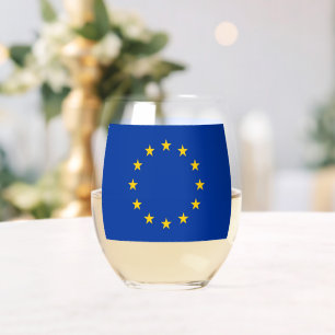 Wine Glass with flag of European Union