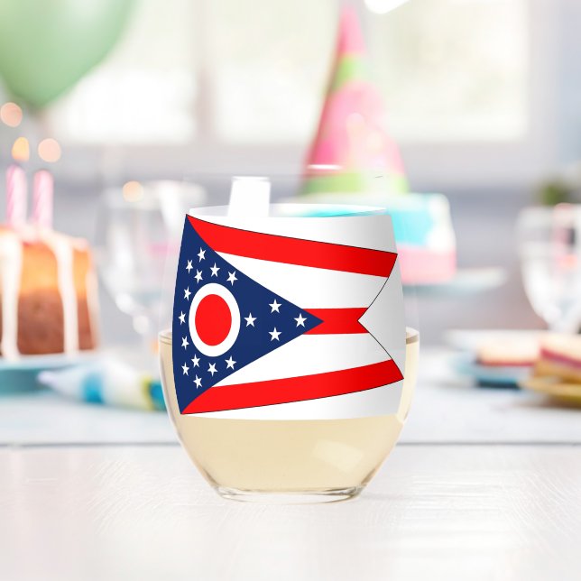 Wine Glass with flag of Ohio, USA (Insitu (Birthday))