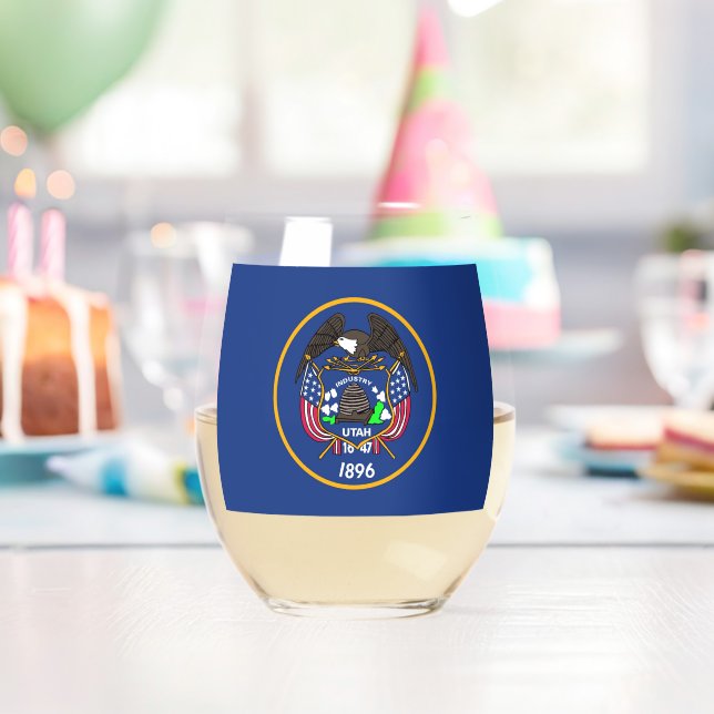 Wine Glass with flag of Utah, USA (Insitu (Birthday))