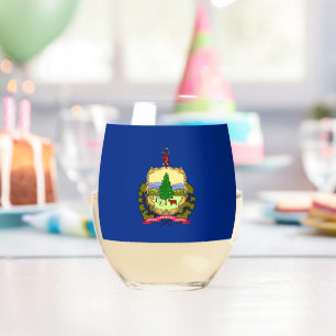 Wine Glass with flag of Vermont, USA