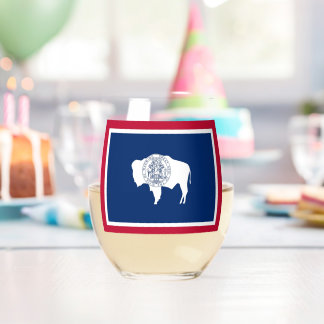 Wine Glass with flag of Wyoming, USA