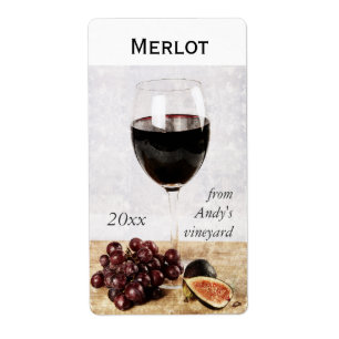 wine glass with fruit wine bottle sticker
