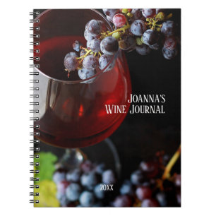 Wine Glass with Grapes/Personalized Wine Journal