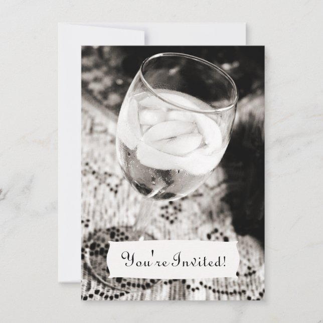 Wine Glass with Ice Water Invitation (Front)