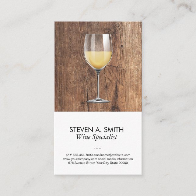 Wine Glass | Wood Business Card (Front)