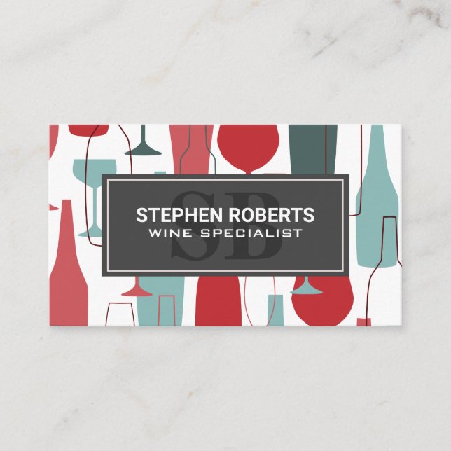 Wine Glasses Bottles Pattern Appointment Card (Front)