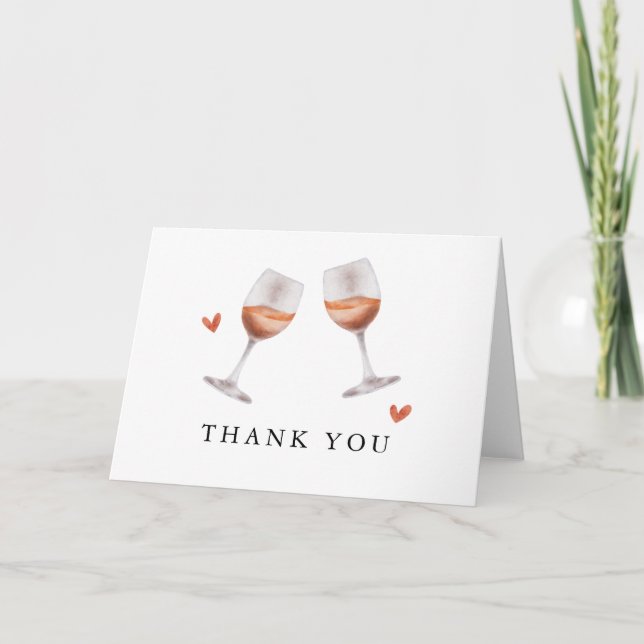 Wine Glasses Bridal Shower Thank You Card (Front)