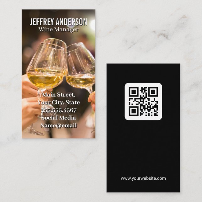 Wine Glasses Cheers | QR Code Business Card (Front/Back)