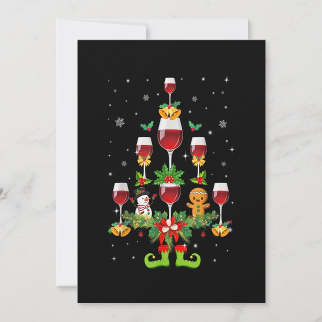 Wine Glasses Christmas Tree Funny Winter Xmas Wome Save The Date (Front)