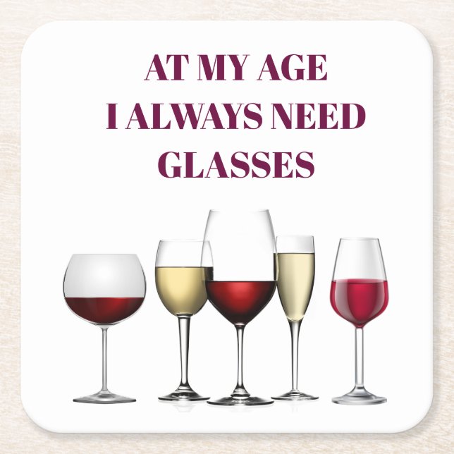 Wine glasses expression square paper coaster (Front)
