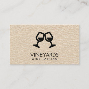 Wine Glasses Leather Texture Business Card