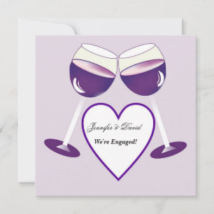 Wine Glasses Modern Engagement Announcement