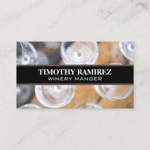 Wine Glasses on Wood Table Business Card