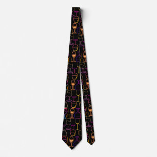 Wine Glasses Pattern 01x4b Black BG Tie