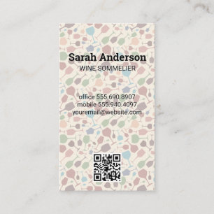 Wine Glasses Pattern   QR Scan Code Business Card
